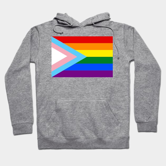 Trans Inclusive Pride Flag LGBTQ+ Edit View Hoodie by Porcupine and Gun